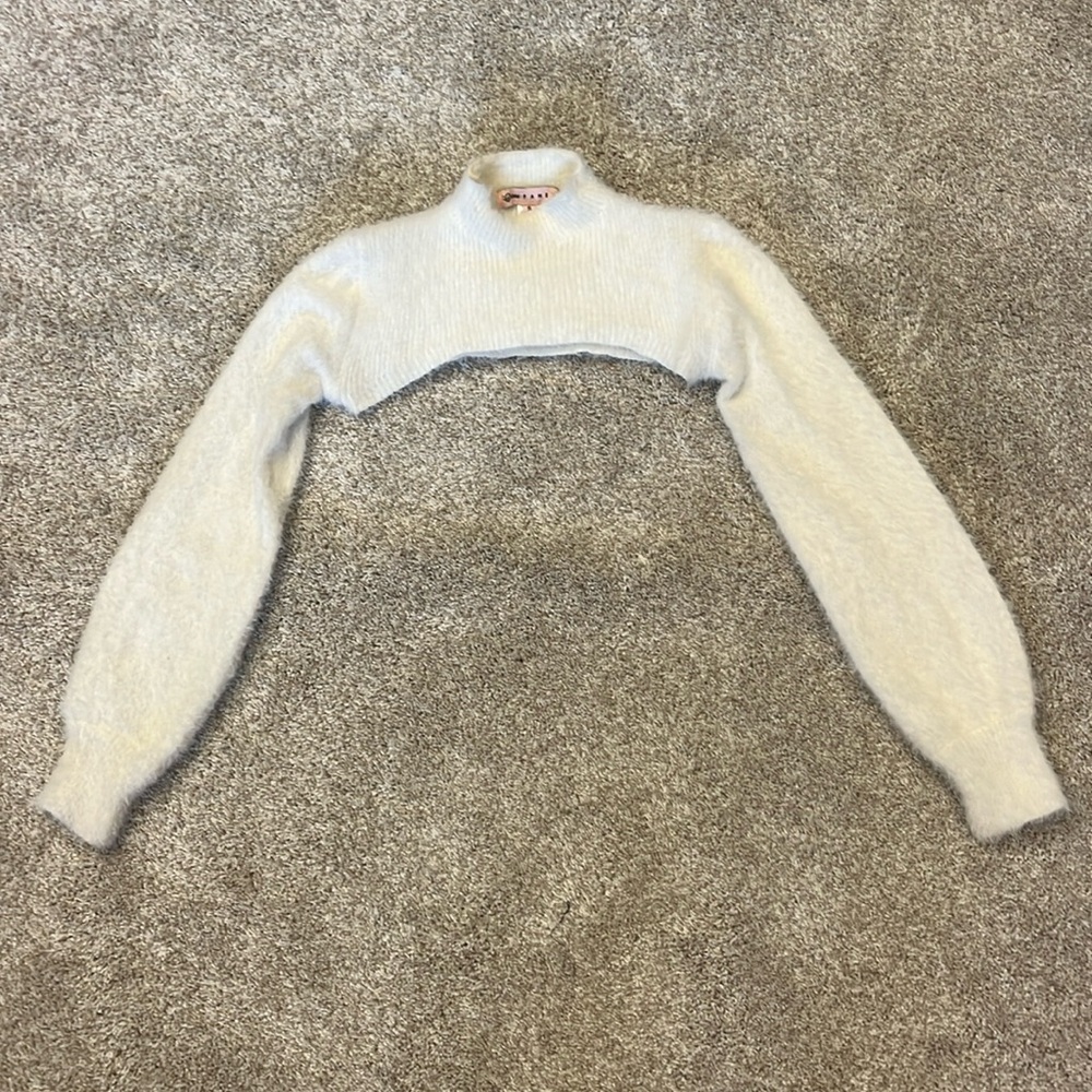 White fuzzy shrug